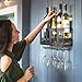Kenley Wall Mounted Wine Rack - Rustic Metal Hanging Wine Bottle Shelf with Holder for 4 Glasses and Cork Storage - Home Bar and Kitchen Decor Accessories