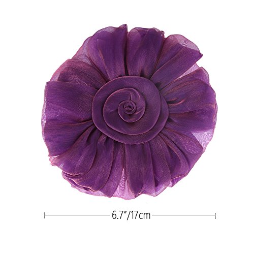 Rose Flower Curtain Tieback, 6.7" Diameter, Christmas Decorations 1 Pair Floral Tie Back, Flower Holdback Voile & Net Curtain Panels, Nursery Home Decor, Wedding Birthday Party Decoration (Purple)