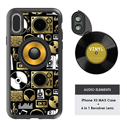 Ztylus Designer Revolver M Series Camera Kit: 6 in 1 Lens with Case for iPhone Xs Max, iPhone Lens Kit - 2X Telephoto Lens, Macro, Super Macro Lens, Wide Angle Lens (Audio Elements)
