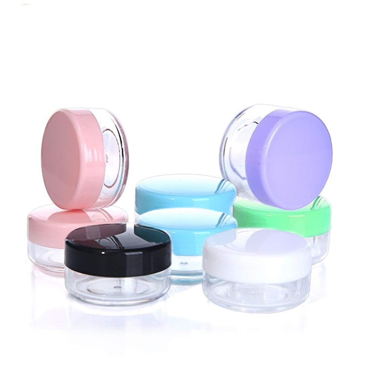 Cosmetic Pots, 18 Pcs Plastic Travel Cosmetics Container Jars for Creams Make-up (6 Colors)