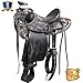 HILASON 15″ Western Horse Saddle Leather Wade Ranch Roping Antique Blackthumb 1
