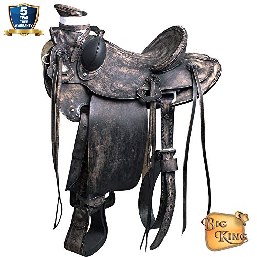 HILASON 15″ Western Horse Saddle Leather Wade Ranch Roping Antique Black