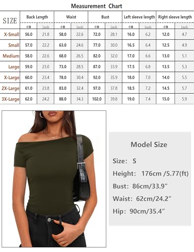 Totatuit Women's Cotton Fitted Short Sleeve Off Shoulder Top Sexy Y2K Solid Spring and Summer T-Shirt