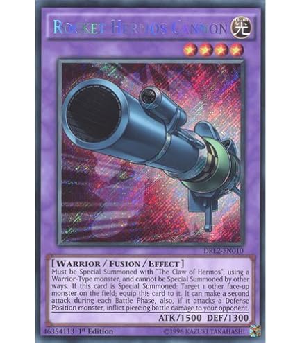 Amazon.com: Deckboosters YuGiOh : DRL2-EN010 1st Ed Rocket Hermos Cannon  Secret Rare Card