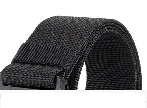 Yeapv Nylon Tactical Web Belt, W/1.5”-2” Military Army Style Combat Riggers Webbing Belt Adjustable Heavy Duty with Quick-Release Metal Buckle for Men Women(Black W/2 inches)
