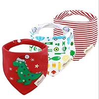CuteOn Baby Drool Bibs 3-Pack Super Absorbent Cotton Unisex Baby Gift-45 Hat Dinosaur