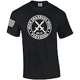 Iron Sharpens Iron Proverbs 27:17 Mens Christian American Flag Sleeve T-Shirt Graphic Tee