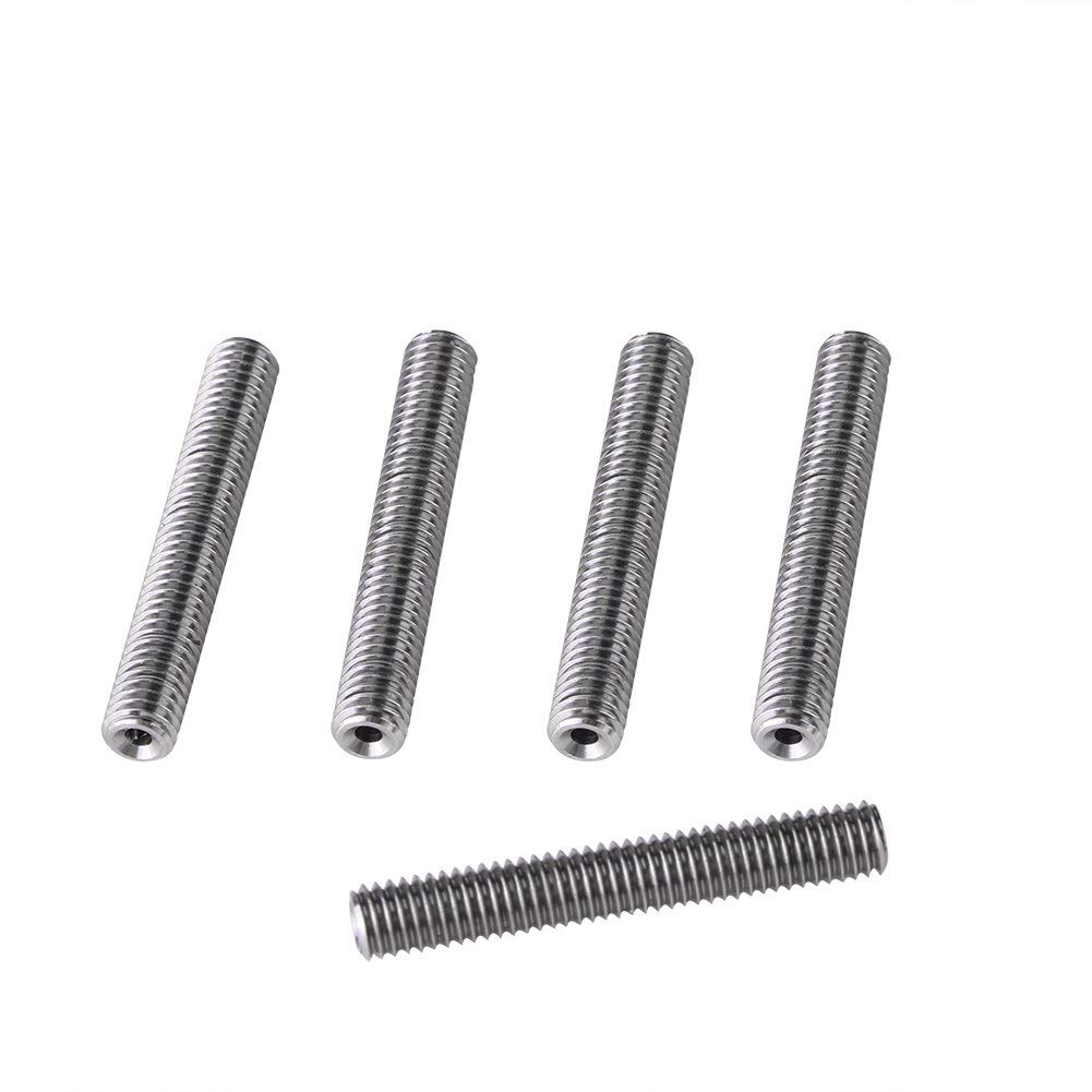 5 Pcs Stainless Steel Throat Pipe Extruder,M6x40mm/50mm Barrel Nozzle Throat with PTFE Tube,6 mm Thread Diameter Nozzle Neck for 1.75 mm Filament 3D Printer MK8 Extruder(M6*40mm)