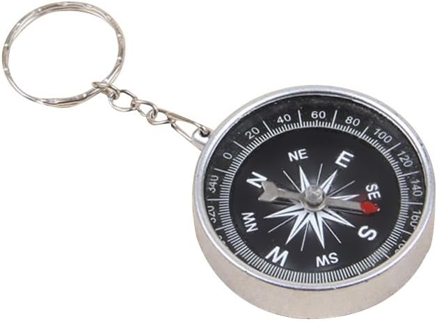 YeahiBaby Compass Keychain - Pack of 12, Silver Bag Pendant - Handbag Jewelry, Birthday Party Gifts for Kids