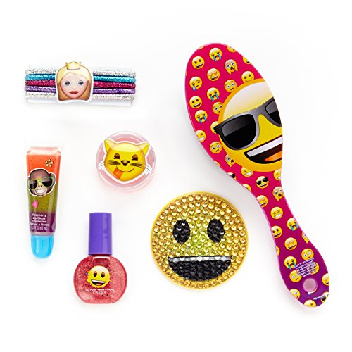 Townley Girl Emoji Sparkly Lip Gloss Compact For Girls, Assorted Flavors and Colors