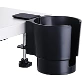 Universal Large Desk Cup Holder Clamp on, Heavy Duty Plastic Drink Holder for Table, Porch Swing, Patio Chair, Clip On Anti-S