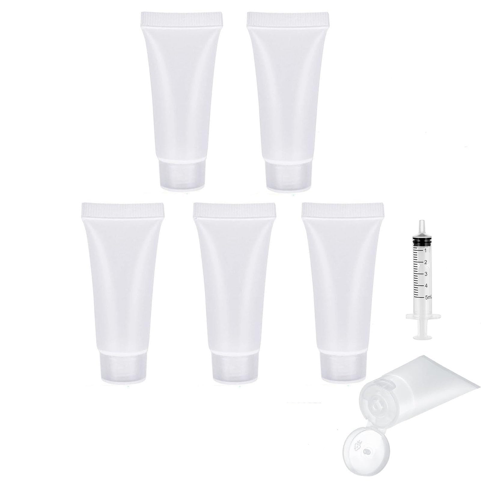 MORICOH 5PCS Plastic Soft Tubes Bottle,Refillable Container Bottles with Flip Cap, Squeezable Tube for Cream Shampoo Cleanser Shower Gel Lotion (100ml)