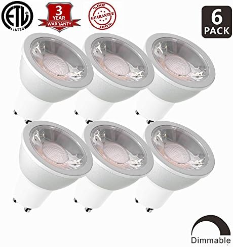 6 Units GU10 LED Spotlight 5W 400lm Dimmable 2700K Warm White Pure Aluminum Housing 36° 50W Halogen Bulbs Equivalent MR16 LED Light Bulbs