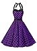 Dressystar Vintage Polka Dot Retro Cocktail Prom Dresses 50's 60's Rockabilly Bandage Purple Black Dot S