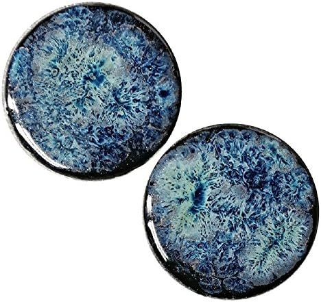 Pair - Obsidian Ceramic Glass Ear Plugs with Essential Oils Diffuser for Scented Gauges (28mm l 1-1/8in)