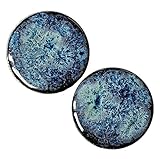 Pair - Obsidian Glass Essential Oil Ear Plugs Organic Handmade Ceramic double-flared body jewelry