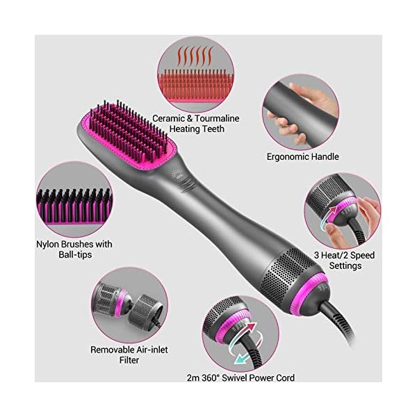 APOKE-3-in-1-Hair-Dryer-Brush-Straightener-Brush-Professional-1200W-Powerful-Ceramic-Tourmaline-Ionic-One-Step-Hot-Air-Brush-3-Heat2-Speed-Hair-Dryer-and-Styler-for-All-Hair-Types APOKE 3 in 1 Hair Dryer Brush & Straightener Brush, Professional 1200W Powerful Ceramic Tourmaline Ionic Hot Air Brush…