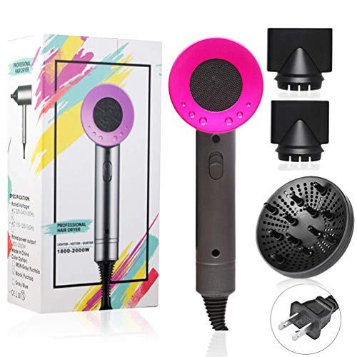 Hair Dryer, 2000W Ionic Blow Dryer Professional Hairdryer with Diffuser, 3 Temperature 2 Speed and 1 Cool Setting Hairdryer, Low Noise Fast Styling Hair Dryer for Travel Home Salon