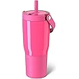 BrüMate Resa 25oz 100% Leakproof Travel Tumbler with Handle & Straw | Flexible Soft Sip Straw | Silicone Sleeve for Durability | Stainless Steel | Cup Holder & Travel Friendly | (Neon Pink)