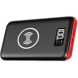 KEDRON Portable Charger Power Bank, 24000mAh Wireless Charger with LED Digital Display and 3 Outputs &amp; Dual Inputs External Battery Pack for iPhone X,iPhone 8,Samsung Galaxy S8 Note 8 and More (Red)