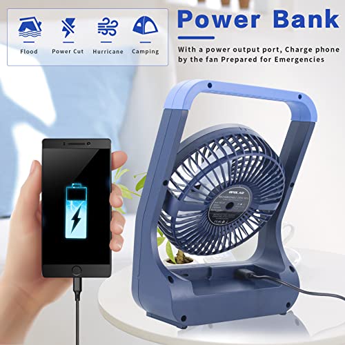 ATEngeus 6" USB Desk Fan with 20000mAh Battery Small Table Fan Adjustable Head 3 Speeds 180° Rotating for Home Office Bedroom Table Outdoor Office