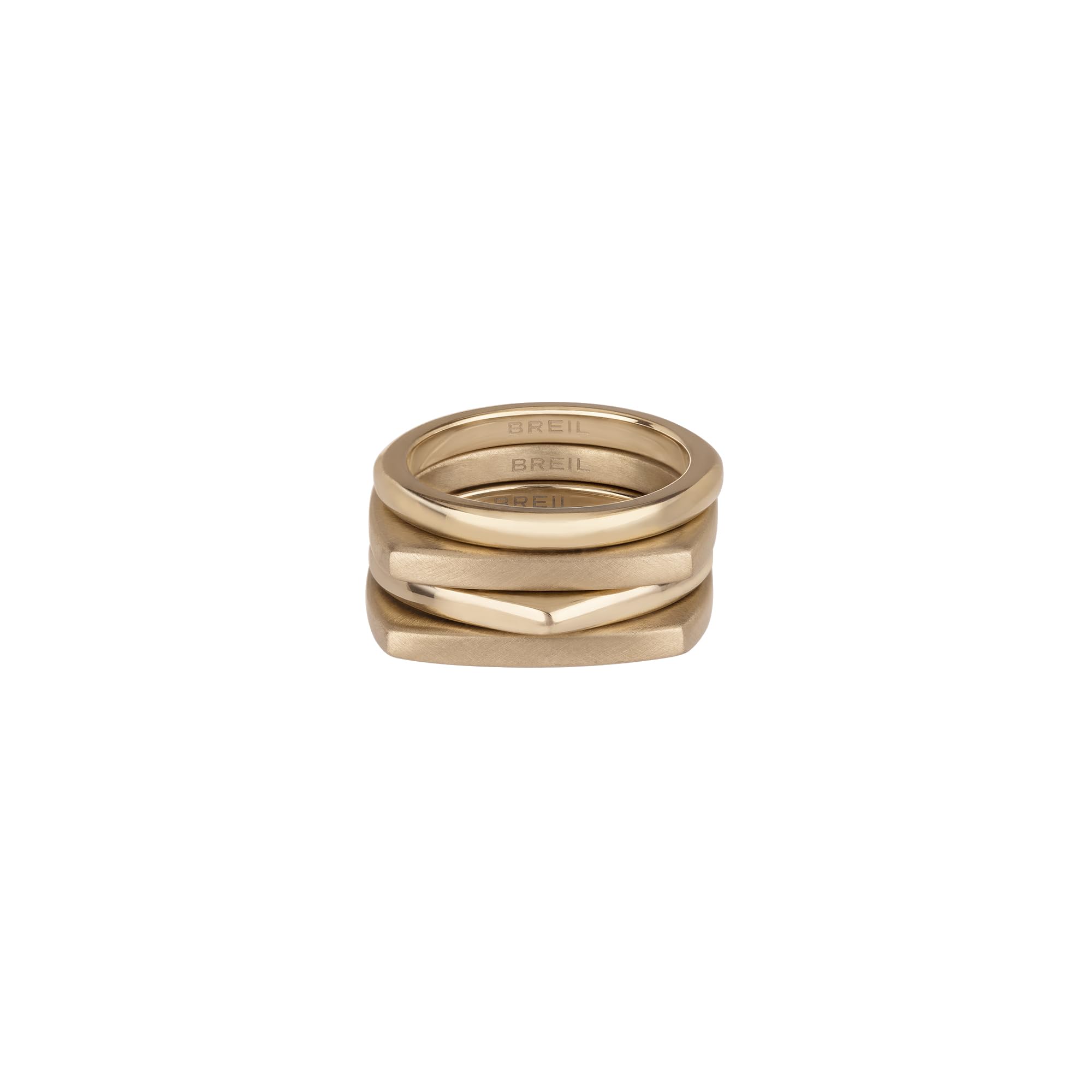 Breil Jewel Collection New Tetra Women's Rings in Coloured Steel Colour Gold Measure 16 - TJ3024