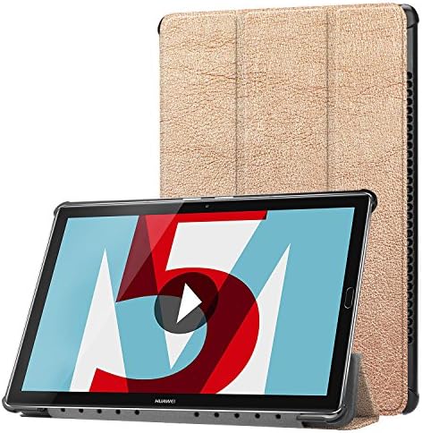 Lobwerk Case for Huawei MediaPad M5 10.8 Inch Protective Tablet Smart Cover with Auto Sleep/Wake, Multi-Angle Stand and Stylus Pen Gold