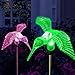 Hummingbird Decor LED Solar Powered Acrylic Lights Color Changing Outdoor Decorations Ornament 3D Garden Gifts Yard Stakes Charm Figurines Statue Decorative Lamp (Set of 2)
