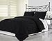 Chezmoi Collection 3-Piece Hotel Dobby Stripe Down Alternative Comforter Set, Full/Queen, Black