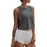 Sanutch High Neck Athletic Tops Womens Workout Tank Tops Cropped Muscle Tank for Women