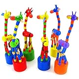 SMTSMT Kids Intelligence Toy Dancing Stand Colorful Rocking Giraffe Wooden Toy