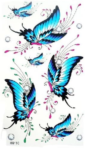Watertight tattoo stickers sexy blue butterfly