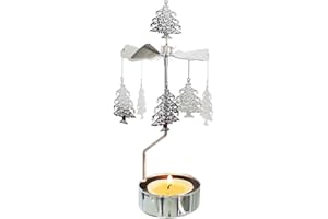 kingnero Rotary Candle Holder Spinning Candleholder Tea Light Candle Powered Carousel Small Gift (Christmas Tree)