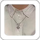 Erimberate Bohemian Cross Heart Choker Necklace Hollow Cross Pendant Necklace Silver Heart T Bar Necklace Minimalist Crucifix Chain Necklace Jewelry for Women