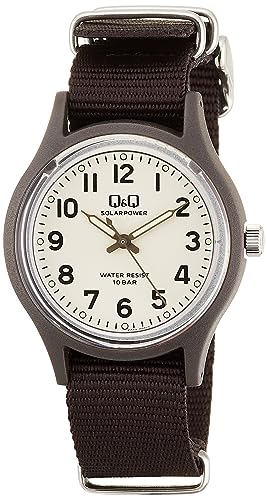 Citizen Q&Q Analog Solar Wristwatch, Water Resistant to 10 ATM, Nylon Strap