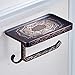 Leyden Bronze Toilet Paper Holder, Oil Rubbed Bronze Roll Paper Rack with Phone Shelf Wall Mounted Bathroom and Hook Carving Antique