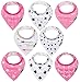 Dodo Babies Bandana Drool Bib Set - Eight 100% Cotton Bibs with Soft Polyester Lining, 2 Pacifier Clips, Binky Case, Pink Gift Bag for Baby Girl or Boy Shower - Adjustable Snap Fit for 3-24 Months