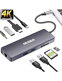 Aiugko USB C Hub 9 en 1 USB C adaptador Hub a Ethernet HDMI Tipo C Hub Datos   PD Carga 3USB 3.0 SD   TF Lector de tarjetas Audio   Mic Espacio Gris USB C Adaptador para Mac   Mac Pro USB C dispositivos