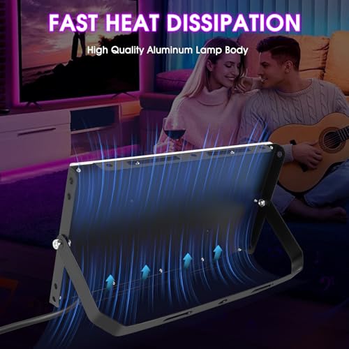 Gugxiom 2 Pack 100W Luz Negra LED, Foco Luz Negra 395-400nm IP66 Impermeable, Para Póster Fluorescente, Fiesta Neon, Halloween, Acuario