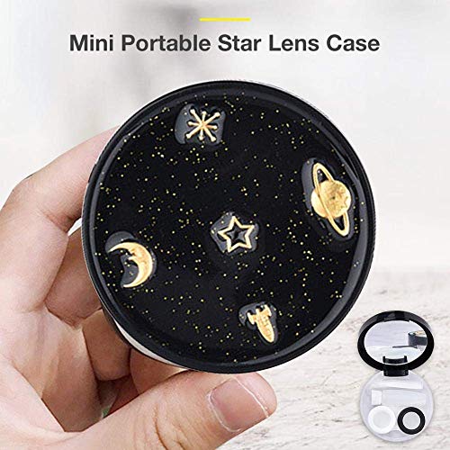 Contact Lens Box Star Contact Lens Travel Case Contact Lens Case Container Holder Storage Box Portable Contact Lens Travel Kits Cute Mini (Round)