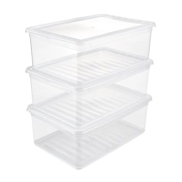 keeeper Aufbewahrungsboxen mit Air Control System, 3-teiliges Set, Höhe: 14 cm, 3 x 11 l, 39 x 26,5 x 14 cm, Bea, Transparent
