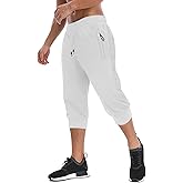 MAGNIVIT Men's 3/4 Jogger Capri Pants Workout Gym Below Knee Shorts Zipper Pockets Jogger Sweatpant Capris for Men