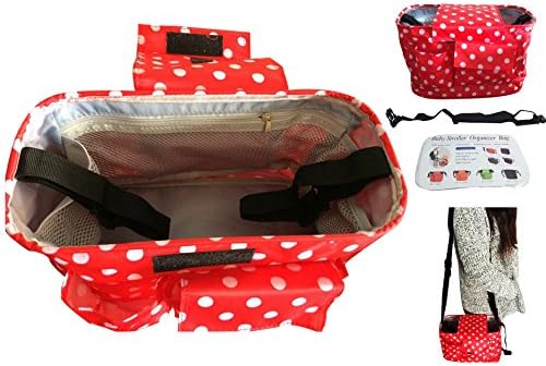 Orient Home Baby Stroller Organizer for Moms, Universal Fit Baby Pram Hanging Storage Bag for Diapers Toys Wallets Water and iphones-Red