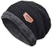 Classic Men's Thick Warm Winter Fleece Lining Knit Beanie Hat Baggy Oversize Slouchy Stocking Skull Cap Khakis Beanie Hat Cap For Men 6 colors(Black)