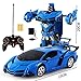 Sandistore Transform Car Robot, Interactive Robot Deformation Car Model Toy for Children, Transforming Robot Remote Control Car with One Button Transformation & 360 Speed Drifting (Blue)