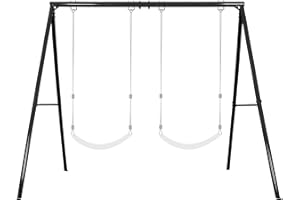 IKARE Extra-Large Swing Stand, Heavy Duty Metal Swing Frame with Ground Stakes for Kids and Adults, 400lb Load Capacity, Fits for Porch Swings, Great for Indoor and Outdoor Activities, Backyard