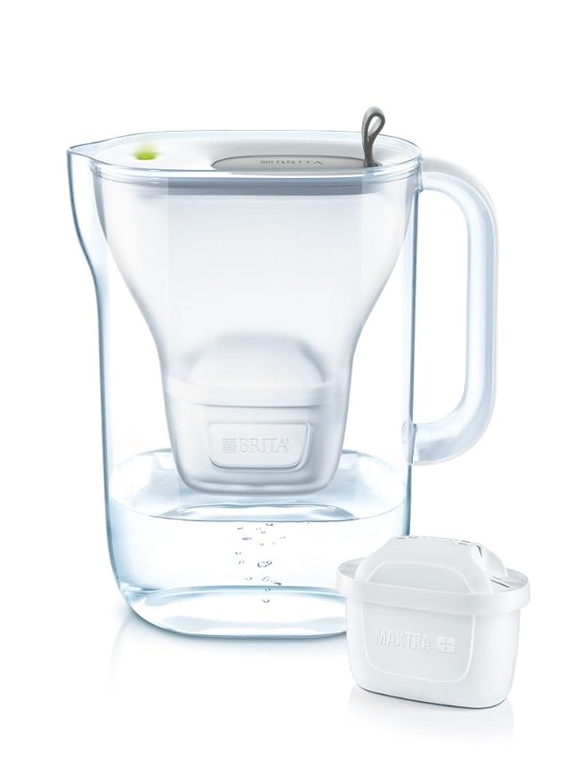 BRITA Wasserfilter Style hellgrau inkl. 1 MAXTRA+ Filterkartusche – BRITA Filter in modernem Design zur Reduzierung von Kalk,