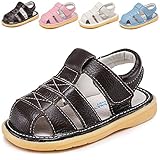 LONSOEN Toddler Boy Girl Summer Outdoor Closed-Toe Leather Sandals