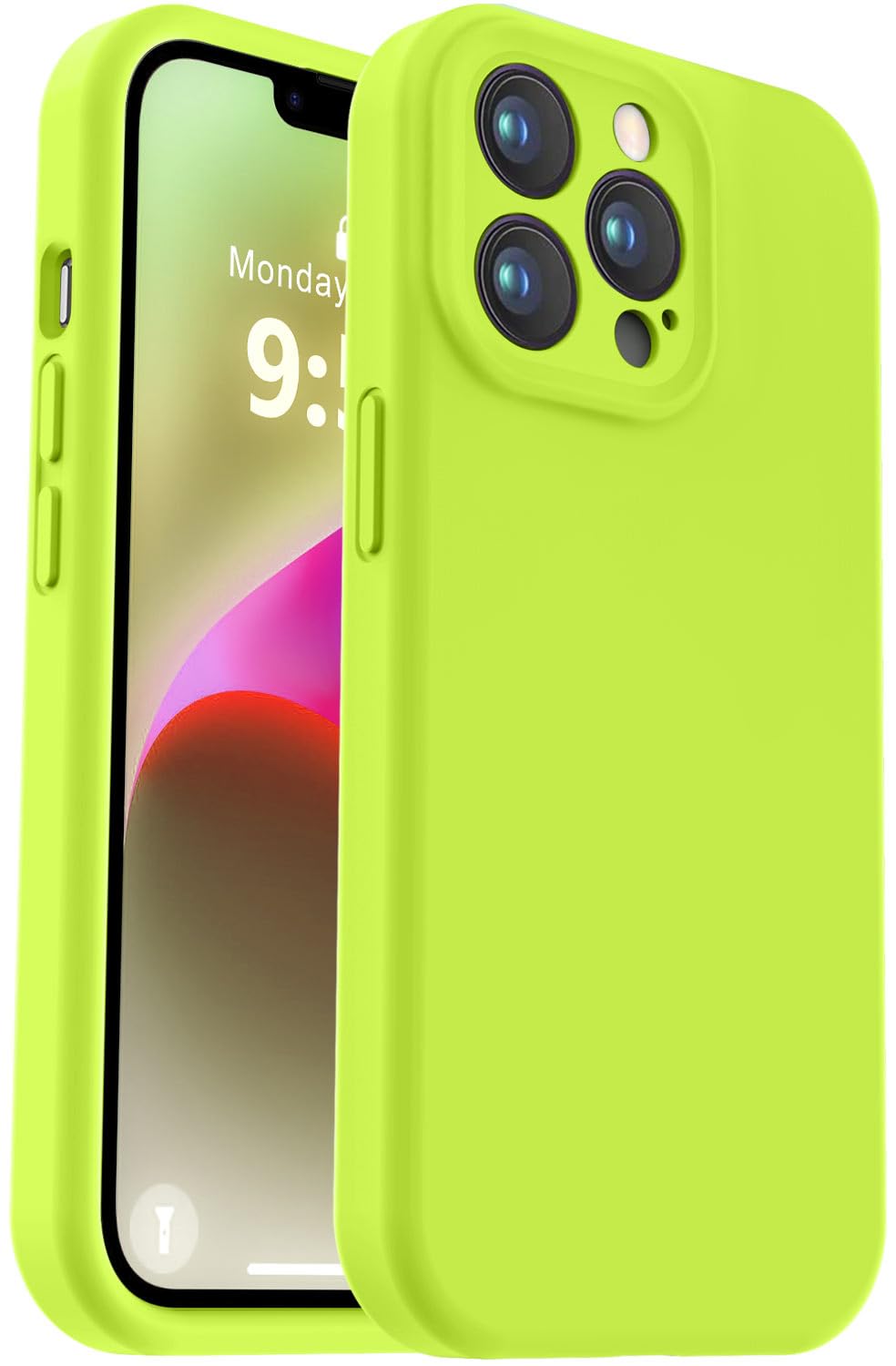 Photo 1 of Vooii Compatible with iPhone 13 Pro Max Case, Liquid Silicone Upgrade [Camera Protection] [Soft Anti-Scratch Microfiber Lining] Shockproof Phone Case for iPhone 13 Pro Max 6.7 inch - Fluorescent Green