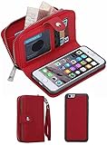 iPhone 6 Plus/6S Plus Wallet Case, HYSJY Girls Women Magnets Detachable Zipper Wallet Case iPhone 6 Plus/6S Plus Cover PU Leather Folio Flip Holster Carrying Case Card Holder5.5